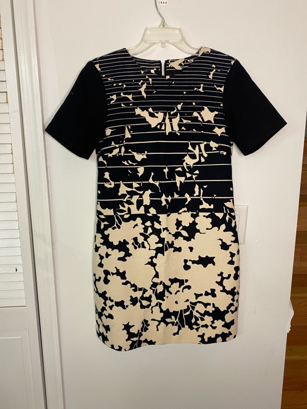 Black and Cream Short Sleeve Printed Shift Dress